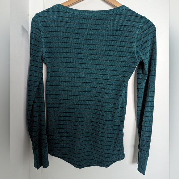 Eddie Bauer Teal Striped Henley - Picture 2 of 4